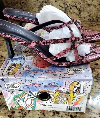 Sandalias de tacón Jeffrey Campbell Ficelle para mujer con estampado de piel de serpiente nuevas con caja talla 8 Foto 1 de 4