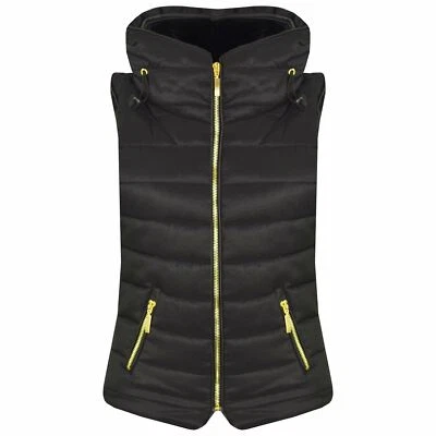 Niños Niñas Niños Negro Puffer Burbuja Sin Mangas Chalecos con Capucha Calentador Corporal Chaquetas Foto 1 de 2