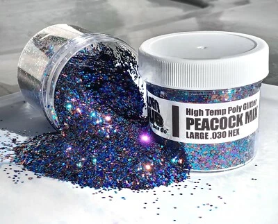 THE GOLDEN GRUB LURE CO NEW 2 OZ PEACOCK MIX Hi-Temp Glitter .030 Hex Fishing Lure Making plastisol