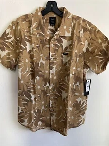 New RVCA Artist Network Woven Cotton Floral Designer Button Font Shirt Size M - Picture 1 of 6