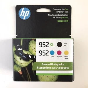 11/2024 Genuine HP 952XL Black & 952 Color Ink N9K28AN Combo 4 Pack OEM Sealed - Picture 1 of 8