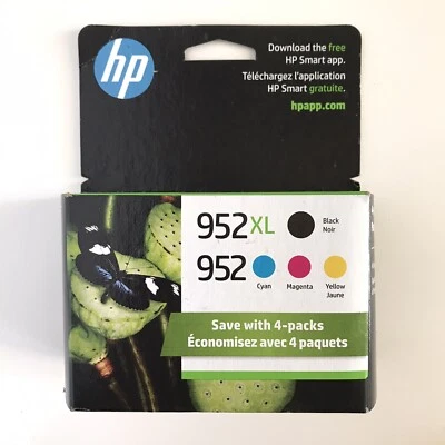 2026 2027 Genuine HP 952XL Black & 952 Color Ink N9K28AN Combo 4 Pack OEM Sealed - Image 1 of 4