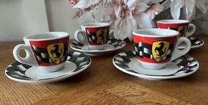 VTG 2000 Ferrari Red Black Logo Espresso Cups Saucers Official Licensed Product - Picture 1 of 7