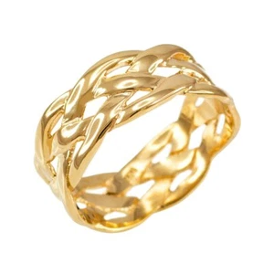 10K or 14K Solid Gold Yellow Celtic Braided Weave Wedding Band Ring - Picture 1 of 1