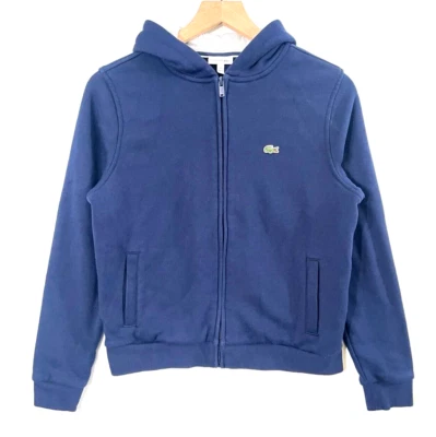 Sudadera con capucha deportiva Lacoste para mujer EE. UU. 14 tenis azul marino polar cremallera completa sudadera con capucha Foto 1 de 4