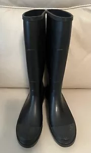 Sarra Z Lienne Tall Rain/Garden Black Rubber Boots~Made in France Size 40- US 9 - Picture 1 of 9