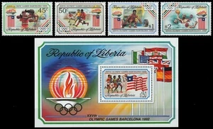 Liberia 1992 - Mi-Nr. 1544-1547 & Bl. 126 ** - MNH - Olympia Barcelona - Imagen 1 de 1