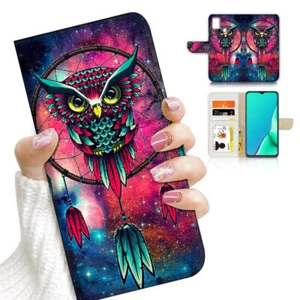 ( For ZTE A53 ) Wallet Flip Case Cover AJ23547 Dream Catcher Owl - Picture 1 of 7