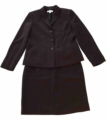 Traje Falda Petite Sophisticate Mujer 6P Marrón Oscuro Forrado Manga Larga Hasta la Rodilla Foto 1 de 4