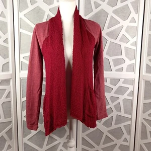 Lucky Brand Small Cardigan Waterfall Open Front Drape Pockets Red - Picture 1 of 11