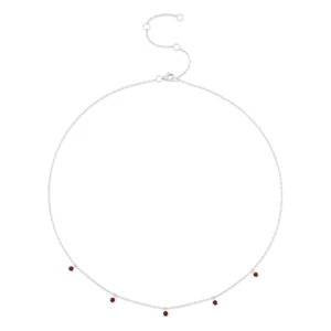 14K White Gold Ruby Necklace Natural 0.40 CT Round Cut - Picture 1 of 3