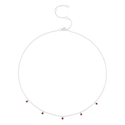 14K White Gold Ruby Necklace Natural 0.40 CT Round Cut - Image 1 of 3