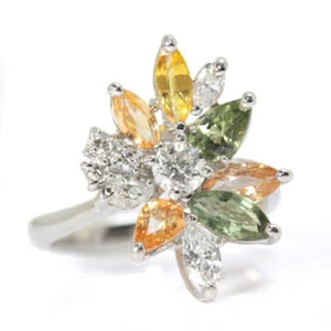 Anello zaffiro 2,138 carati diamante 0,712 carati oro bianco 18 carati #53 mi... - Foto 1 di 9