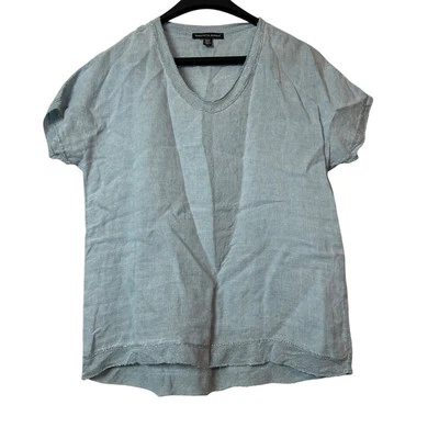 Blusa túnica Saks Fifth Avenue hecha en Italia 100 % lino manga corta talla M Foto 1 de 4