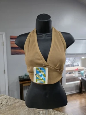 Nuevo de Colección Años 70 Halter Top Doble Tejido Sin Stock Talla Única Se Adapta a Todos los Colores Todo Tostado Foto 1 de 4