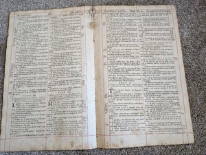 Calamities of the Wicked-God's Wisdom-Repentance- Pair(2) 1700s Bible Leafs JOB - Bild 1 von 3