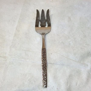 VTG Serving Fork Malibu Wm A Rogers Deluxe Oneida Stainless Flatware MCM Floral - Picture 1 of 9