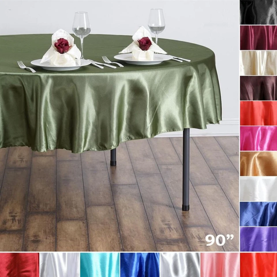 Lote de docena de manteles redondos de satén 90" para boda fiesta banquete evento especial ropa de cama Foto 1 de 1