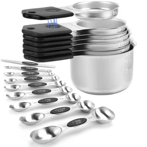 Magnetic Measuring Cups and Spoons Set-Heavy Duty 304 Stainless Steel,Double ... - Picture 1 of 6