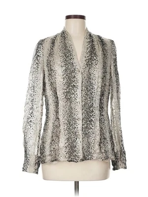 Blusa Anne Klein feminina prata manga longa seda 8 - Imagem 1 de 4