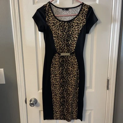 Vestido Lápiz Annabelle Talla M Negro Leopardo 1H Excelente Estado Foto 1 de 4