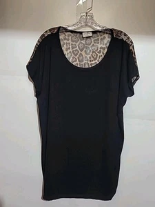 Leopard Print Women's Long Sheer Blouse Short Sleeve Sexy Size 2xl. - Picture 1 of 20