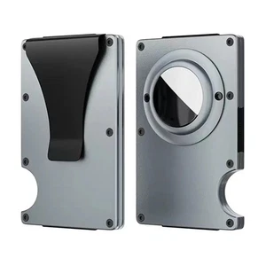 Portafoglio AirTag Alluminio – Porta Carte Slim Blocco RFID con Fermasoldi in Metallo - Foto 1 di 10