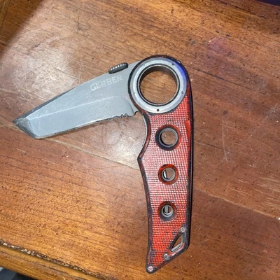 Gerber Work Knife Box Knife Black and Red Combo Blade - Image 1 of 4