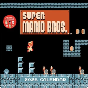 Super Mario Bros. 8-Bit Retro 2026 Wall Calendar + 6 Bonus Die-cut Notecards - Picture 1 of 3