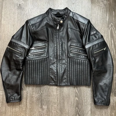 Harley Davidson Black Leather Women's Large Motorcycle Riding Biker Jacket RARE  - Image 1 of 4