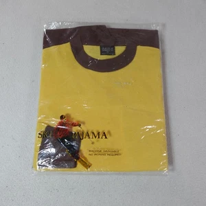 Vintage Ski Pajama Set Mens Medium Yellow Base Layer 2 Piece Pants Shirt C.A.D.S - Picture 1 of 24