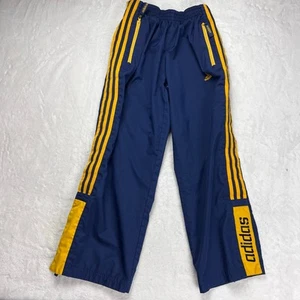 Adidas vintage mesh lined wind pants Boys size 10-12 Blue Yellow 2003 breakaway - Picture 1 of 9