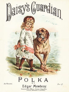 MASTIFF GÄNSEBLÜMCHEN UND HUND ALTES BLATTNOTENBILD AUF SCHÖNER GRÜSSUNGSNOTIZKARTE - Bild 1 von 1