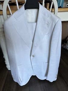 SuitSupply Custom Made White 3-ply Linen Suit 40S Full Canvas