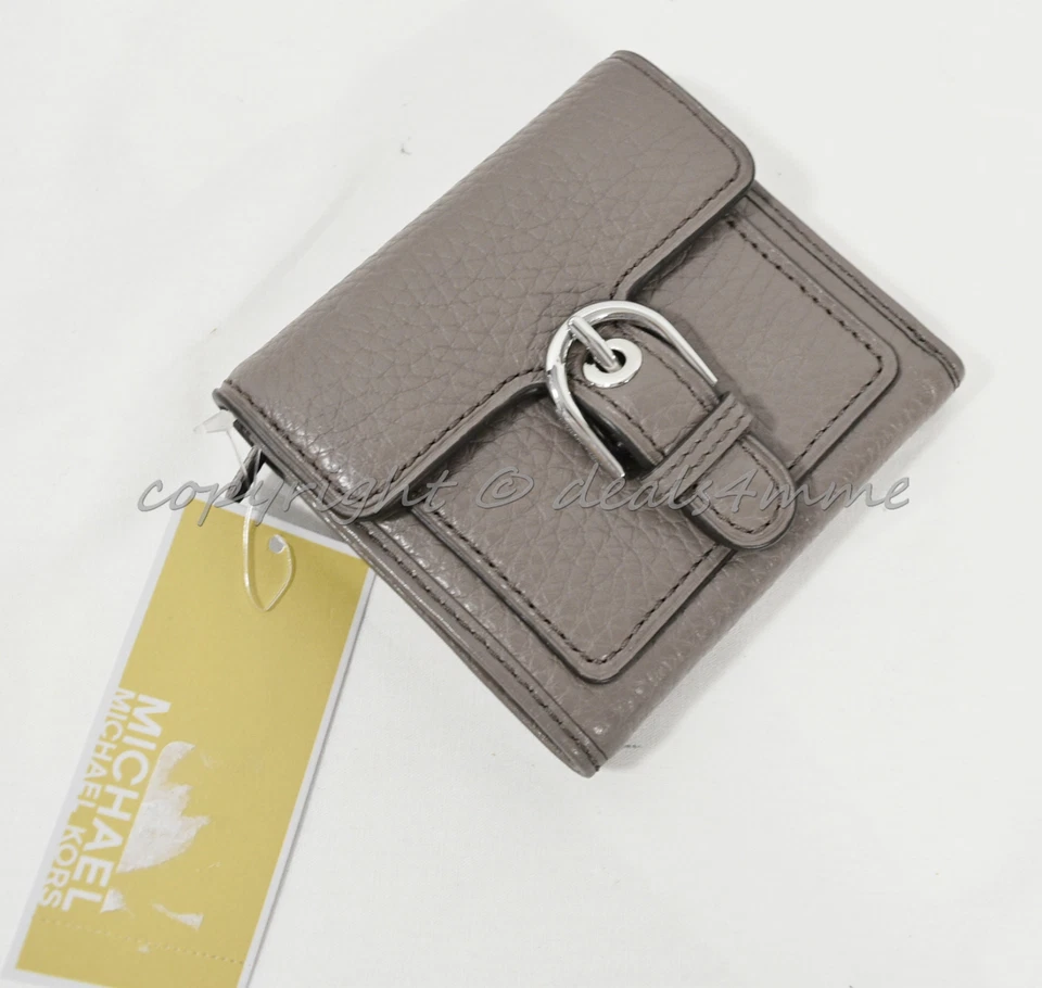 Michael Kors Cooper Med Carryall Pebbled Cinder Leather Wallet Clutch Trifold 3m