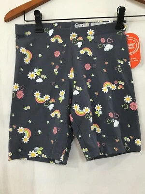 New Wonder Nation Gray Floral Hearts Biker Shorts Girls Tough Cotton Many Sizes - Image 1 of 3