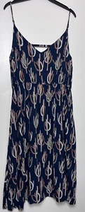 VALLEY OF THE DOLLS Colmo Navy Blue Cactus Strappy Dress Size UK 16 - Picture 1 of 7