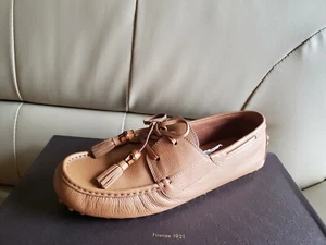 GUCCI Luxury Brown Leather Moccasin Driving Loafer Men Sz 9G UK/10 US Ret $1,200 - Picture 1 of 12