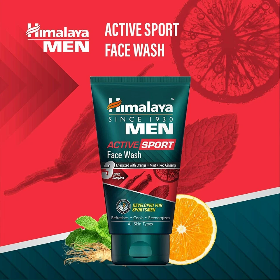 Himalaya Men Active Sport Face Wash For Sportsmen, All skin types 50ml FREE SHIP - Image 1 of 4