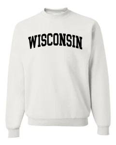 State of Wisconsin College Style Black Fashion Unisex Crewneck Sweatshirt - Picture 1 of 3