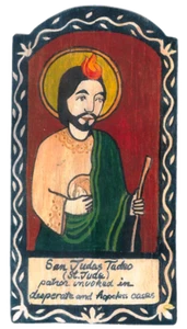 SAN JUDAS TADEO ST JUDE VERZWEIFELTE URSACHEN HANDGEFERTIGT HOLZ TASCHE RETABLO 13 - Bild 1 von 2