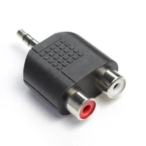 Conector macho para auriculares de 3,5 mm a 2 RCA hembra audio AV estéreo adaptador auxiliar de 1/8" - Imagen 1 de 5