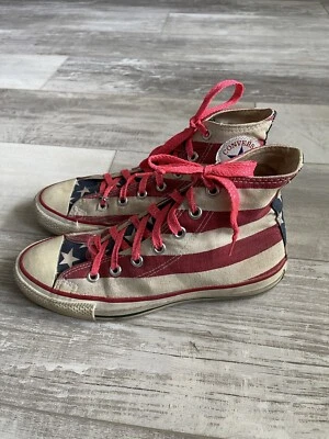 Scarpe vintage anni 80 CONVERSE Chuck Taylor made in USA bandiera americana uomo 6 - Immagine 1 di 4