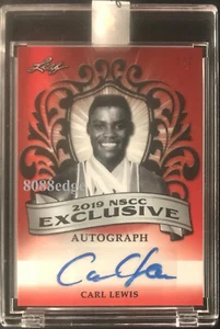 2019 LEAF NSCC EXCLUSIVE AUTO: CARL LEWIS #1/1 AUTOGRAPH OLYMPIAN OF THE CENTURY - Picture 1 of 1