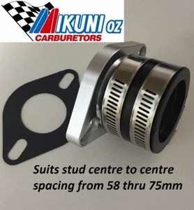 Mikuni carb Mounting Flange/ Manifold 34mm & Boot 40mm ID, 58- 75mm Stud centres - Picture 1 of 5