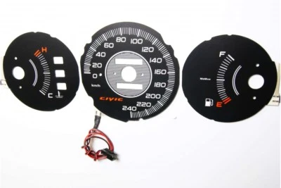 Honda Civic 1992-1995 without RPM dial design 2 glow gauges dials plasma dials k - Image 1 of 4