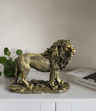 Large King Lion Statue, 13 inches 33 cm, Gold Lion Sculpture, Lion Figurine