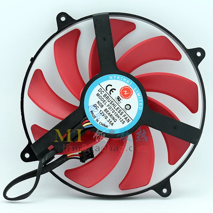 NTK FD7010H12S 9CM ultra-thin graphics card cooling quiet fan 12V 0.35A 4-Pin - Image 1 of 2