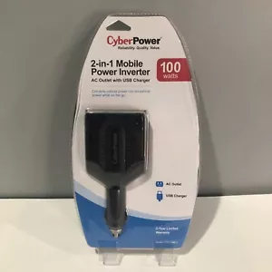 Cyber Power 100 Watt CPS100BU 2 In 1 Mobile Power Inverter with USB - New - Picture 1 of 4