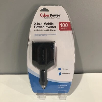 Cyber Power 100 vatios CPS100BU 2 en 1 inversor de energía móvil con USB - Nuevo Foto 1 de 4